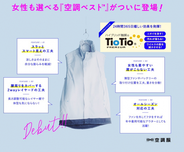 膨らみを抑えたＷＳＰ空調服ベスト